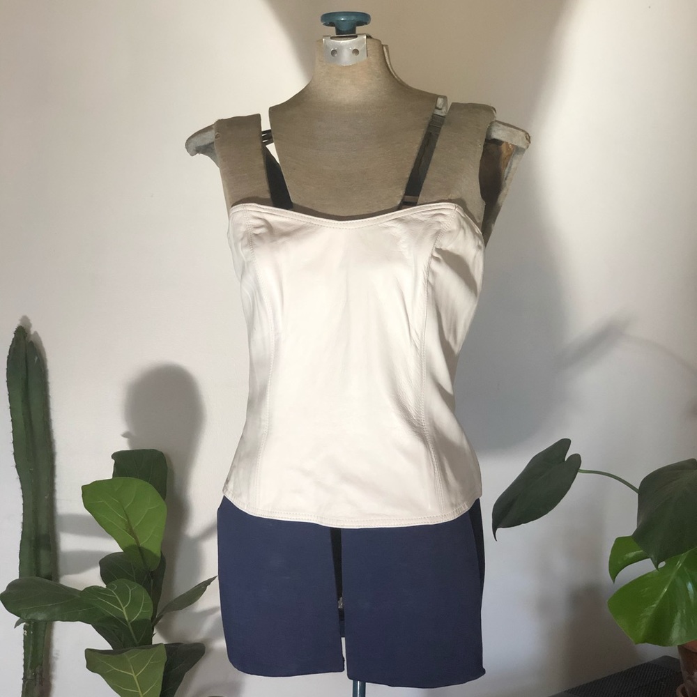 Vintage leather white strapless